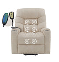 Light Grey Power Lift Recliner With Heating And Massage Light Grey Faux Leather Power Remote Metal Primary Living Space Tight Back Push Button Pillow Top Arms Faux Leather