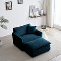 Modern Accent Chair With Ottoman, Living Room Club Chair Chenille Upholstered Armchairreading Chair For Bedroom, Blue Chenille Blue Chenille 1 Seat