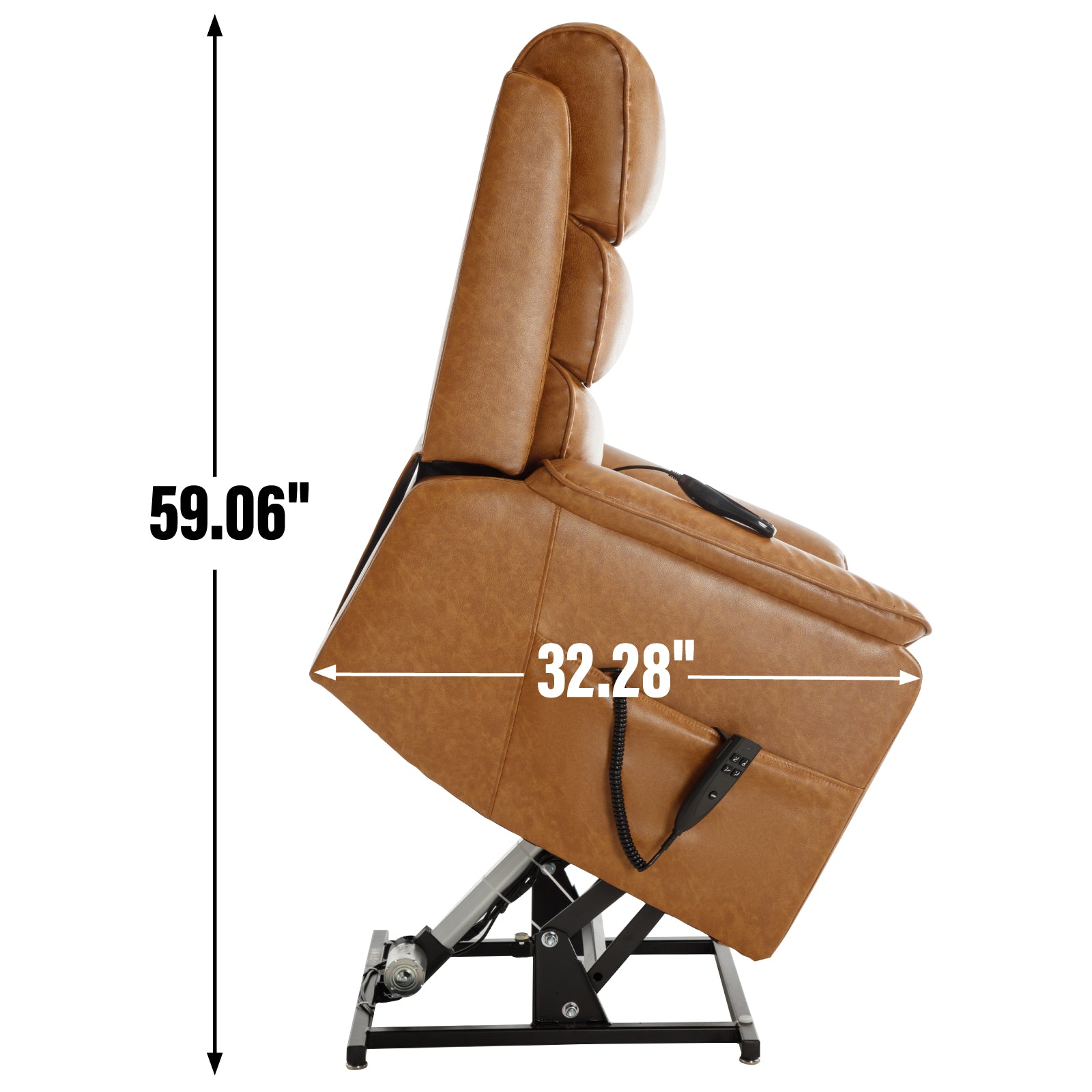 Brown Leatheraire Dual Motor Infinite Position Up To 350 Lbs Power Lift Recliner Chair With Power Remote, Heat Massage And Heavy Duty Motion Mechanism White Metal Primary Living Space Heavy Duty