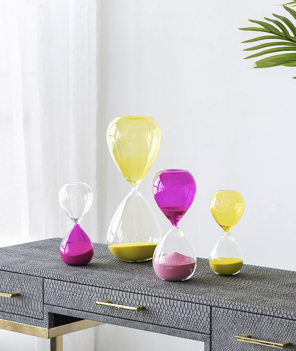 5X14" Hourglass, 60 Min Yellow Yellow Glass