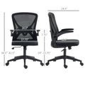 Vinsetto Mid Back Mesh Home Office Chair, Ergonomic Computer Task Chair With Lumbar Back Support, Adjustable Height, And Flip Up Arms, Black Black Steel