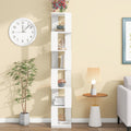 6 Tier Rotating Bookshelf, Floor Rack Simple Bookcase With Acrylic Plate Student Multi Function Creative Bookshelf For Living Room White Particle Board