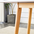 Table And Chair Set. White Sintered Stone Tabletop, Rubberwood Legs, Foldable Computer Desk, Foldable Desk. Solid Wood Dining Chair With Small Curved Backrest And Pu Cushions. Zd 1545 Dx 2361 Wood Seats 4 Wood
