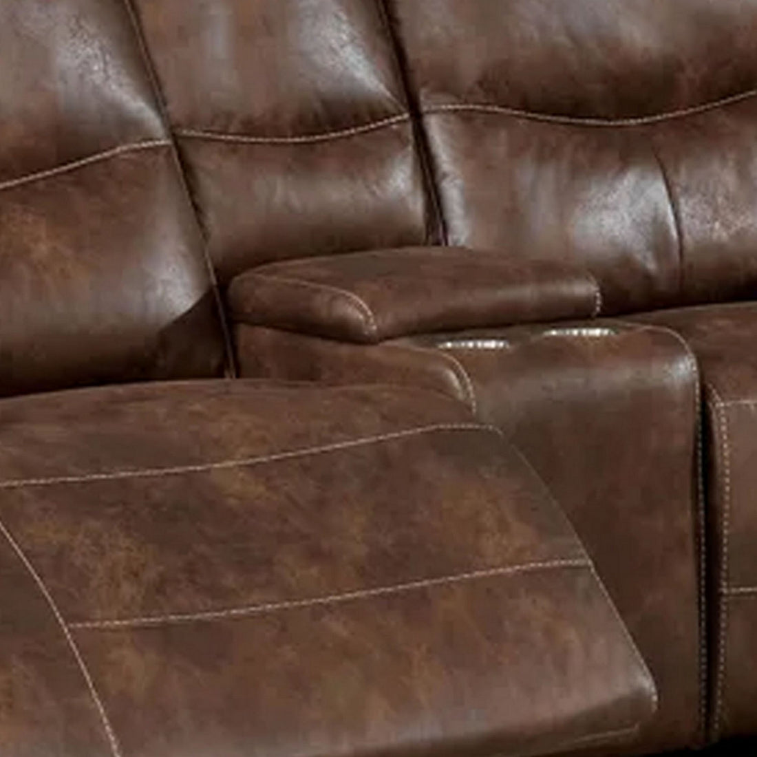 Heli 79 Inch Power Reclining Loveseat, Pull Tab Footrest, Usb Port, Brown Brown Wood Fabric