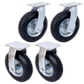 4Pcs 8In Caster Pneumatic Tire 2Pcs Swivel 2Pcs Rigid , Caster Wheel, Swivel Plate, Steel Hub With Ball Bearings, 5 8 Inch Bore Centered Axle Black Black Rubber