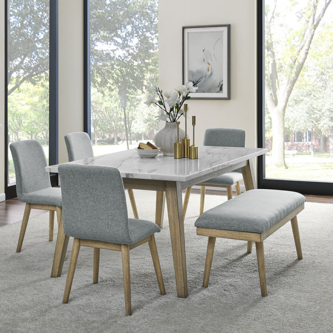 Vida 6 Piece Dining Set Dark Gray Dark Gray Wood