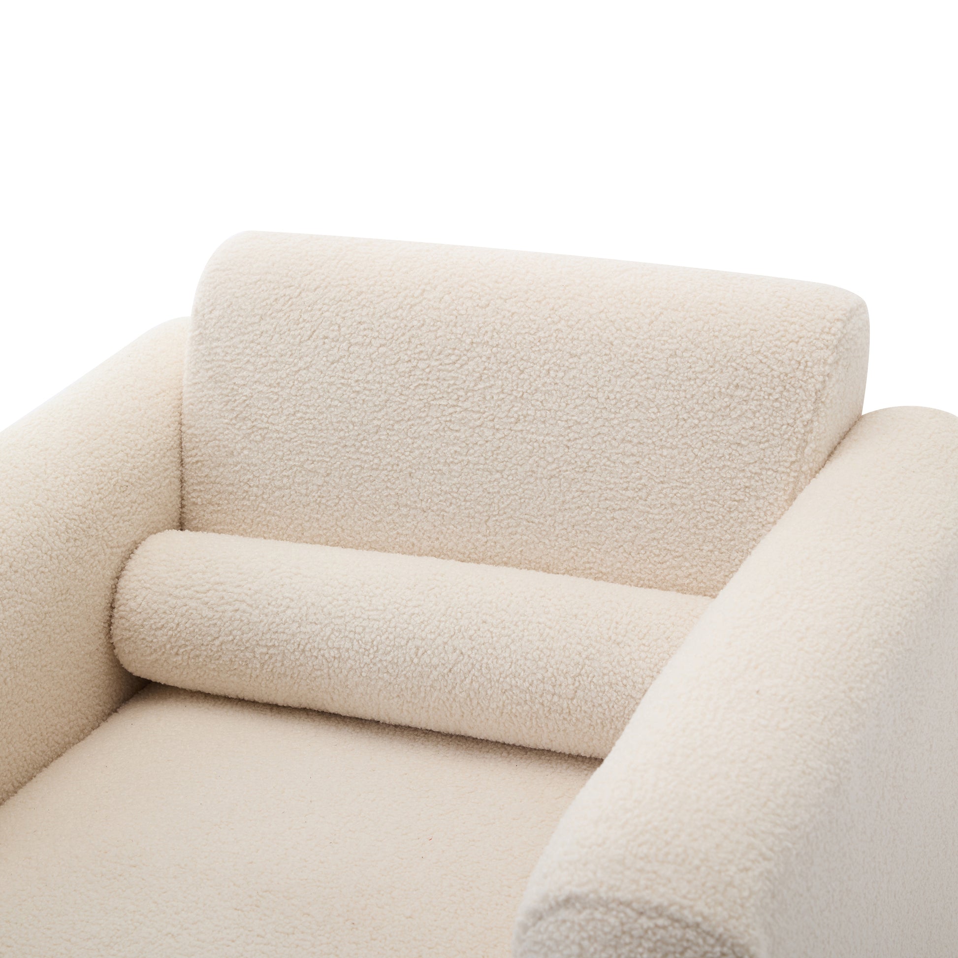 Modern Accent Chair Lambskin Sherpa Fabric Upholstered Comfy Reading Arm Chair Soft Padded Armchair With Back And Pillow For Living Room Bedroom Reception Waiting Room Office, Cream Cream Primary Living Space Upholstered