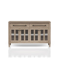 Power Raedy Buffet With Glass Cabinet Doors Sand Solid Wood Mdf