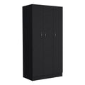 Ohio Armoire Wardrobe With 3 Doors, 2 Drawers, And 4 Tier Shelves Black Black Particle Board