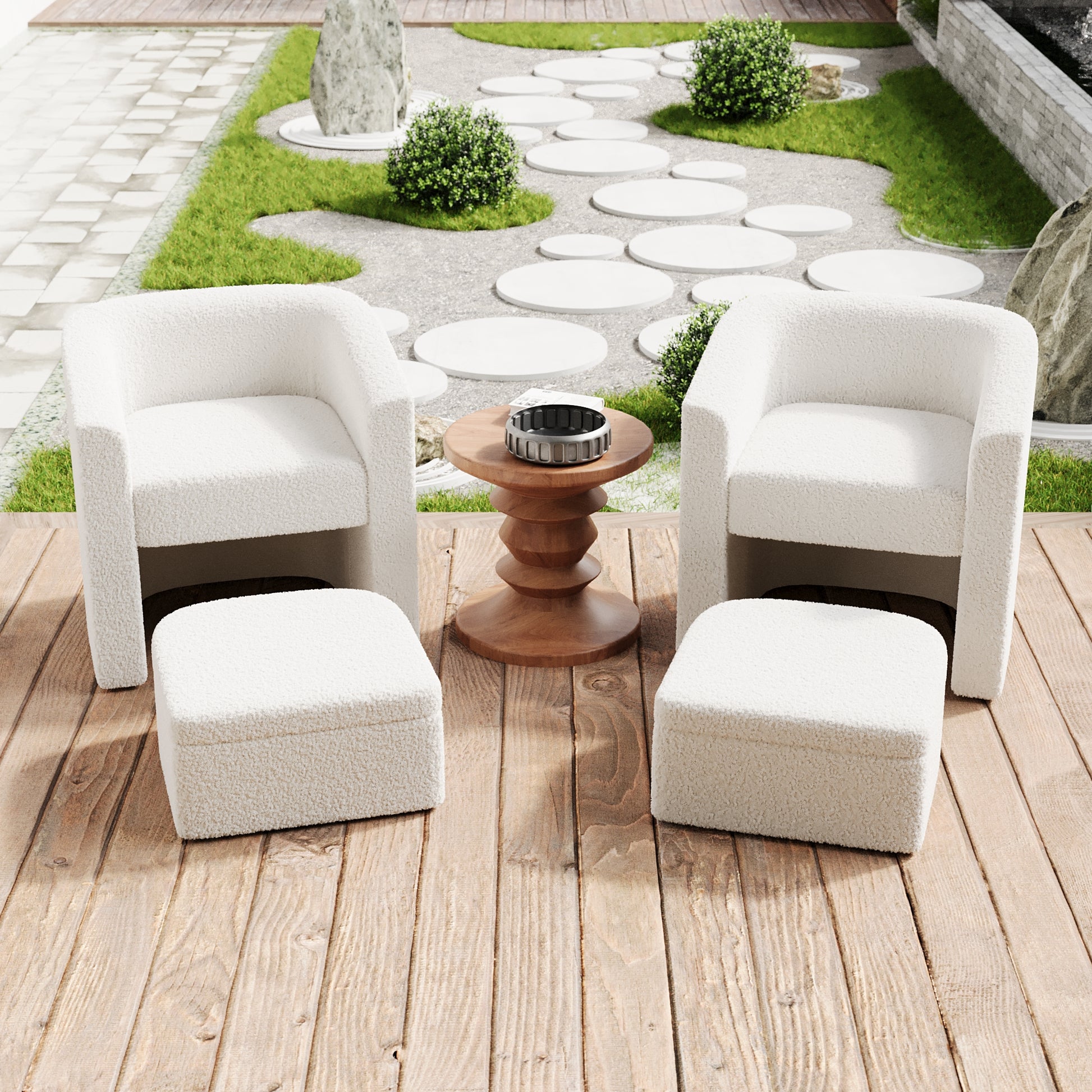 Accent Chair White Sofa Chair One Set, Modern Living Room Side Chair, Single Sofa Chair, Footstool With Storage, Suitable For Bedroom Office Reading Space, Study Cream White Cream White Foam Velvet