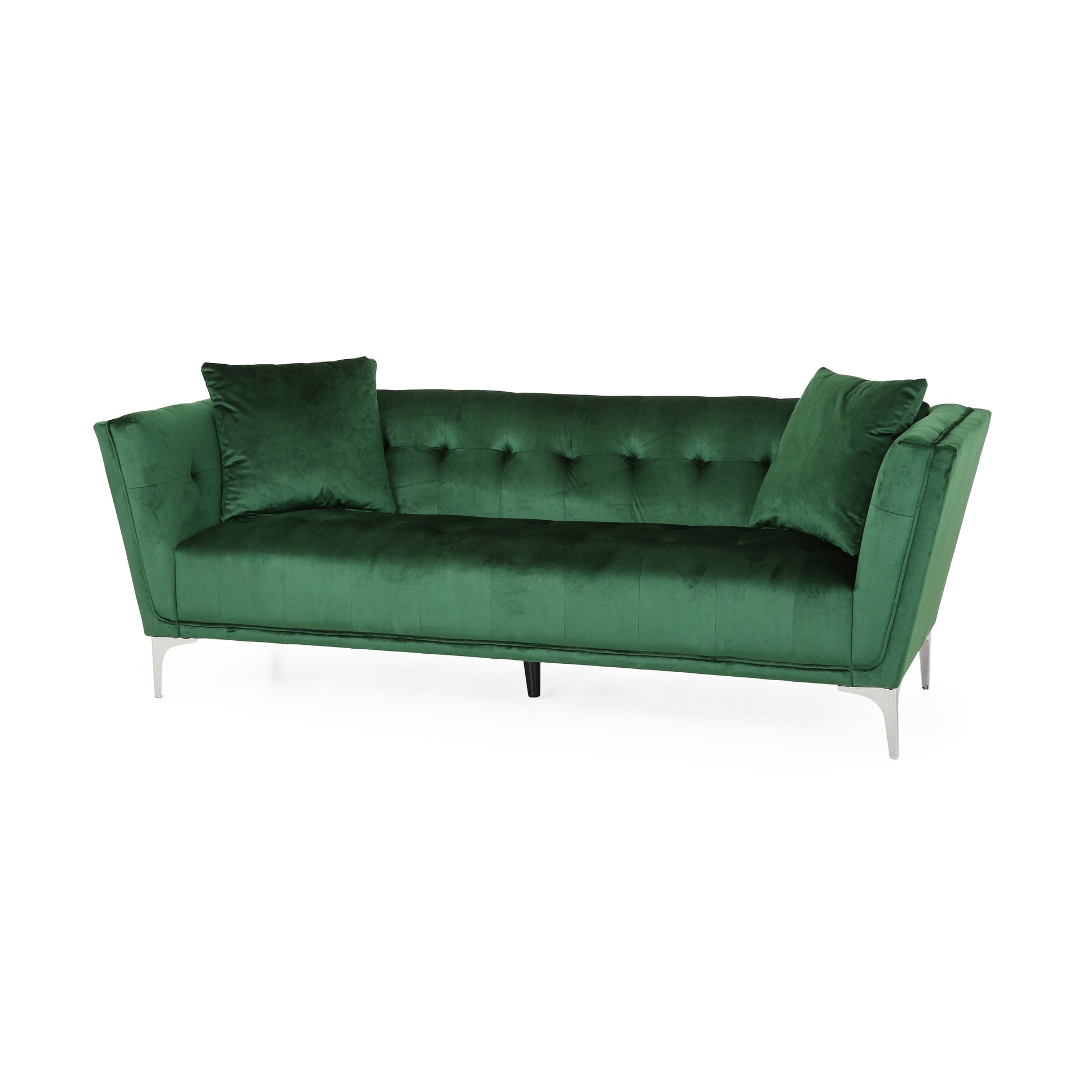 Mirod Comfy 3 Seat Sofa With Metal Legs, Modern For Living Room And Study Emerald Velvet 3 Seat