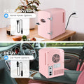 4L Portable Mini Fridge Warmer And Cooler Six 12Oz Cans Compact Refrigerator, 100% Freon Free & Eco Friendly, 4 L, Pink Pink Polypropylene