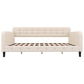 Twin Size Upholstered Tufted Daybed With 4 Support Legs, Beige Box Spring Not Required Twin Beige Wood Bedroom Daybeds Linen Upholstered