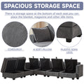 113.5'' Modular Sectiona Corduroy Sofa, Sectional Couches For Living Room U Shaped Sectional Couch With Storage Ottoman, 6 Seats Convertible Sectionals With Chaise Dark Gray Corduroy 6 Seat