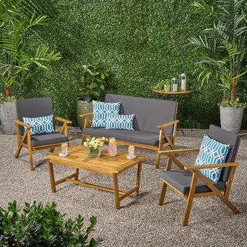 Panama 4Pc Chat Set Teak Wood Waterproof Fabric