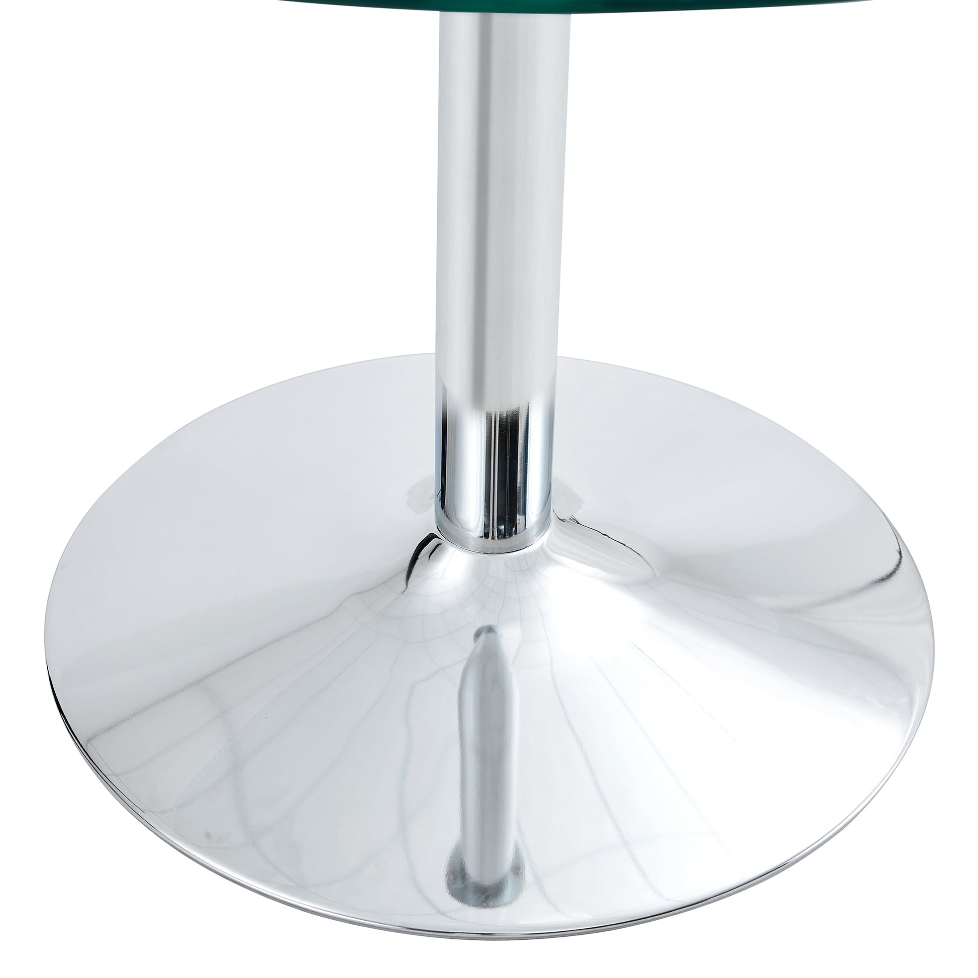 A Glass Tabletop With A Diameter Of 39.7 Inches And A Modern Minimalist Circular Dining Table With Electroplated Silver Metal Legs. Suitable For Restaurants, Living Rooms, And Conference Rooms.Dt