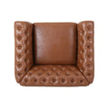 Comfy Arm Chair With Tufted Backmodern For Living Room, Bedroom And Study Brown Pu