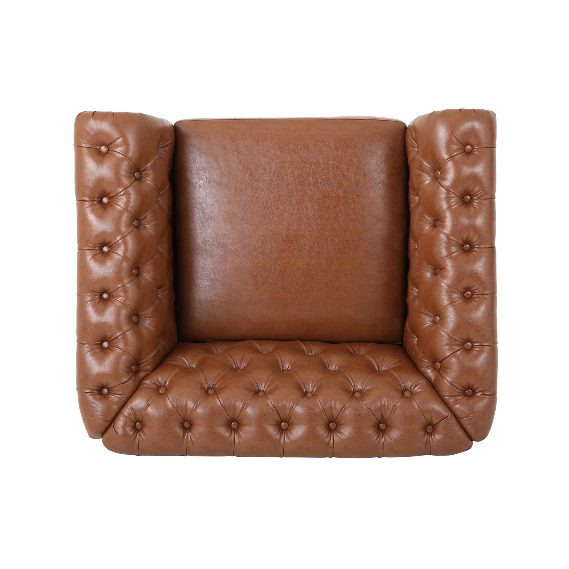 Comfy Arm Chair With Tufted Backmodern For Living Room, Bedroom And Study Brown Pu