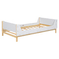 Twin Bed With Headboard, Footboard, Safeguards, Built In Bed End Book Storage Rack ,White Twin White American Design Pine