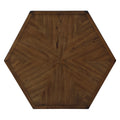 2 Tier Retro Hexagon Living Room Solid Wood Coffee Table With Shelf & Drawer, 36'' Mid Century Center Coffee Table For Living Room, Office. Black And Cherry Top Black Pine