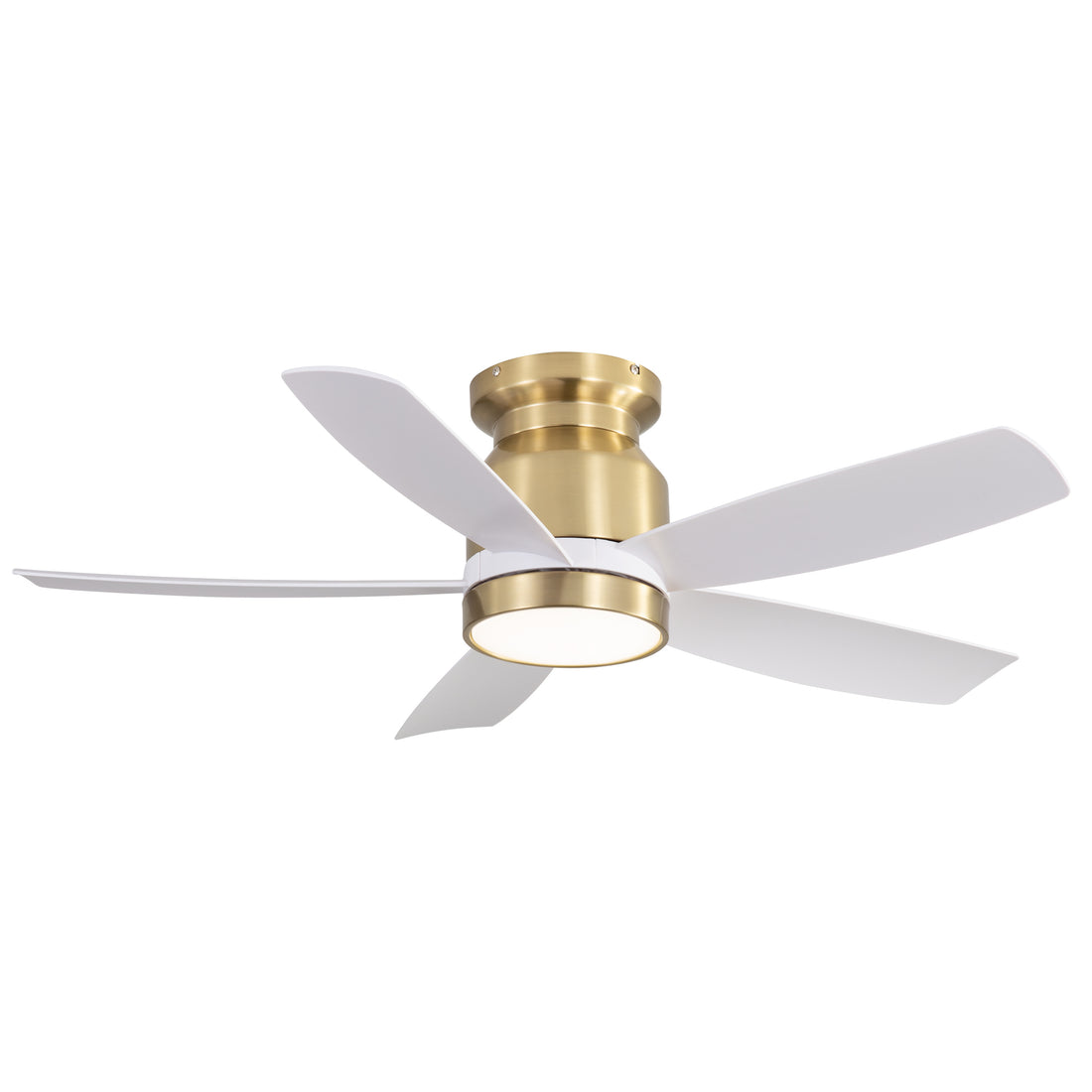 42 Inch Flush Mount Ceiling Fans With Led Light 18W And Remote Control 5 Abs Fan Blades For Bedroom Dining Room Gold Abs