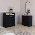 2 Piece Bedroom Set, Kairo Dresser Capri Three Drawer Dresser, Black Black 2 Piece Set Bedroom Dresser Included Modern Particle Board Particle Board