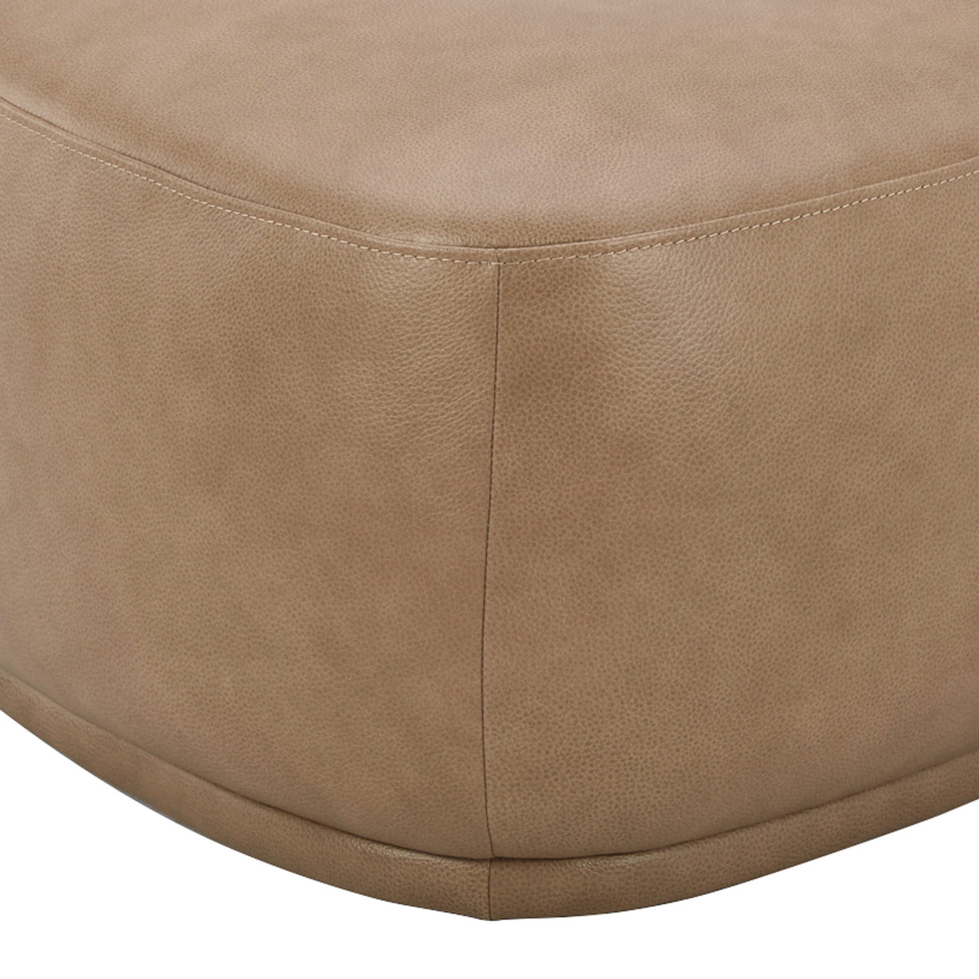 Pebble 44" Rounded Triangle Cocktail Ottoman, Tuscan Tan Brown Top Grain Leather Tan Brown Foam Leather