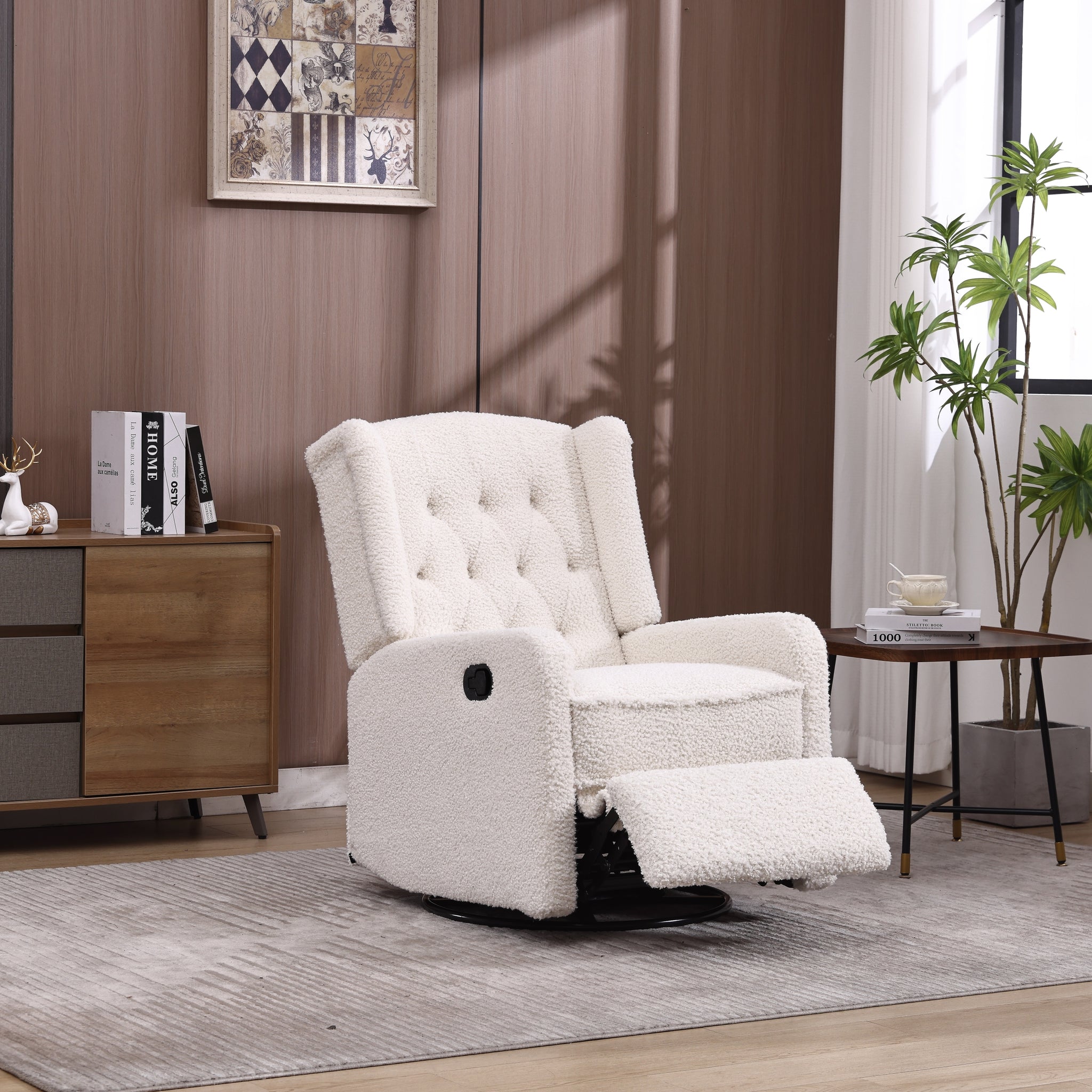 Coolmore Rocking Recliner Chair,360 Degree Swivel Nursery Rocking Chair,Glider Chair,Modern Small Rocking Swivel Recliner Chair For Bedroom,Living Room Chair Home Theater Seat White Teddy White Teddy Teddy