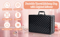 Portable Makeup Case With Led Mirror Travel Makeup Bag Cosmetic Organizer Box With Locks, Brush Holder, Dividers, Rechargeable, Black Black Aluminium Alloy