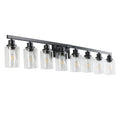 8 Lights Farmhouse Vanity Lights Fixture Rustic Bathroom Light Fixture Bathroom Sconce Without Bulbs Black Glass,Iron