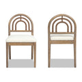 Leon Arched Back Wood & Upholstered Dining Chair, Set Of 2, Ivory White Boucle White Foam Boucle