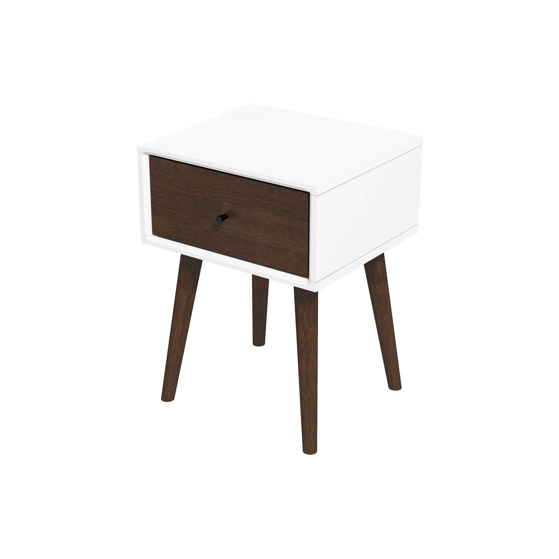 Avery Solid Wood Night Stand 1 Drawer Dark Brown,White Brown 1 Drawer Bedroom Walnut Solid Wood White Solid Wood