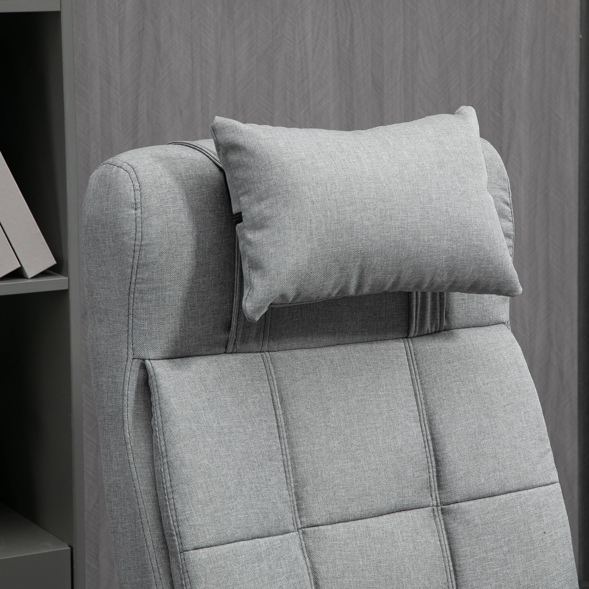 Vinsetto Executive Linen Feel Fabric Office Chair High Back Swivel Task Chair With Adjustable Height Upholstered Retractable Footrest, Headrest And Padded Armrest, Light Grey Grey Polyvinyl Chloride