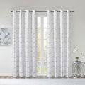 Total Blackout Metallic Print Grommet Top Curtain Panel Only 1 Pc Panel White Silver Polyester