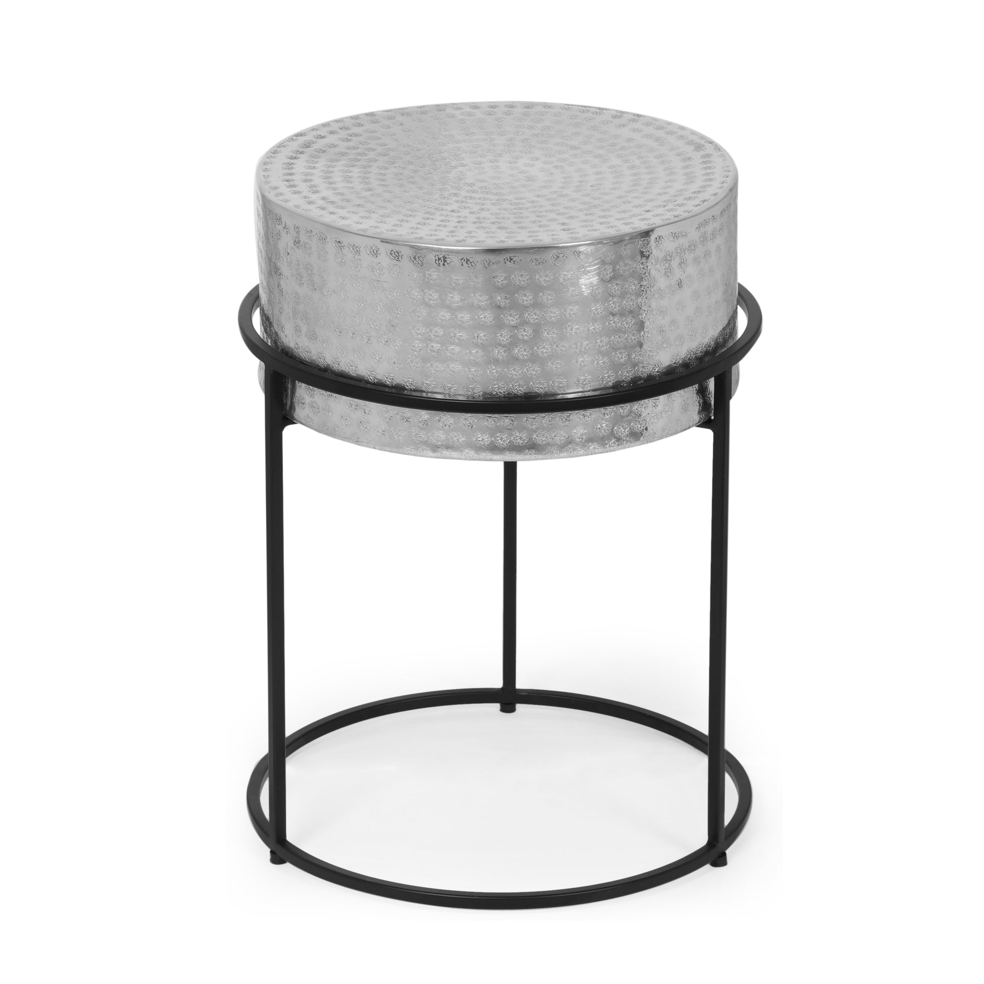 Round End Table Silver Aluminium