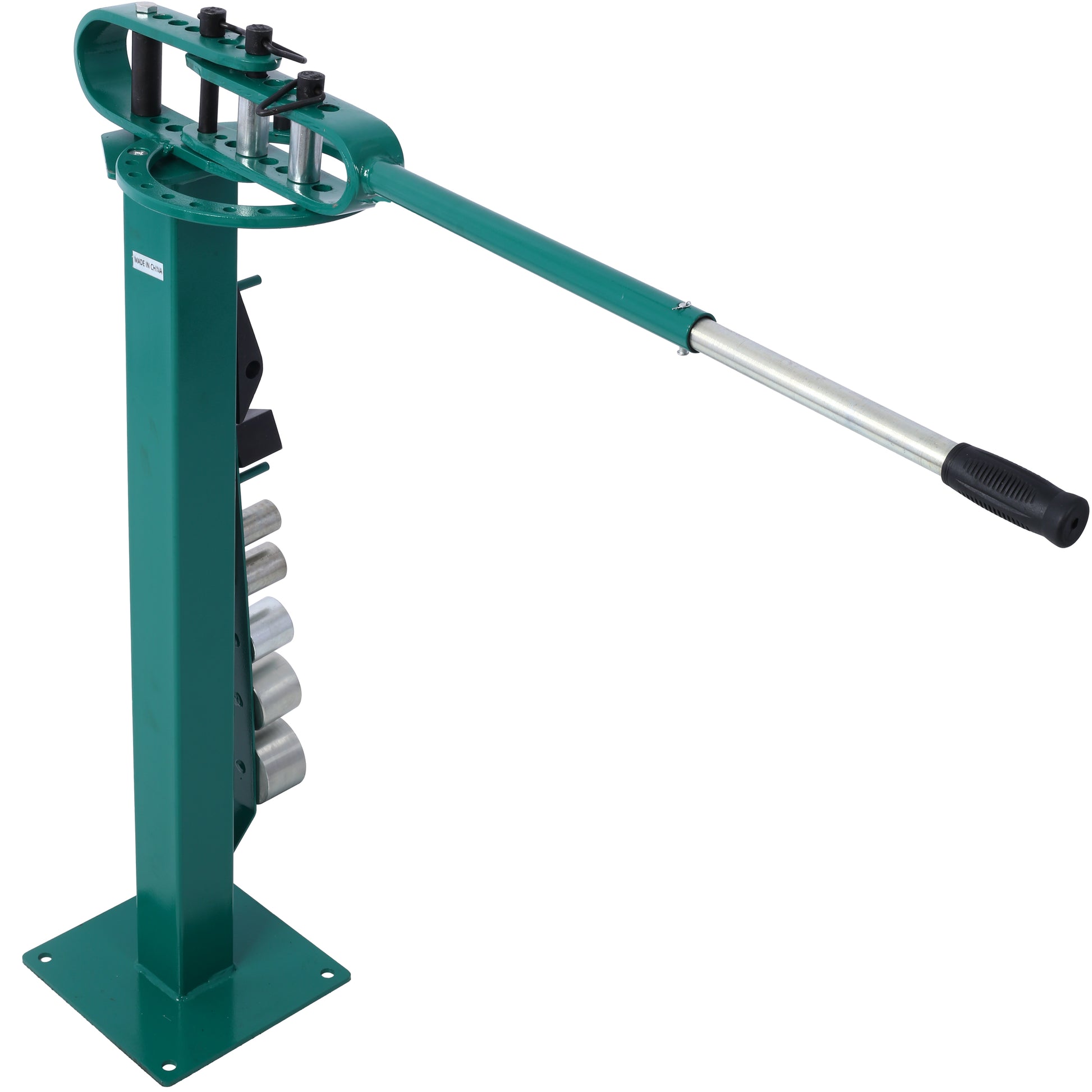Pedestal Floor Compact Bender 7 Dies Versatile Compact Metal Tubing Bender 44' Mount Powdercoat Telescoping Handle Maximum 5 8" Thick 1 15 16" Width Green Steel