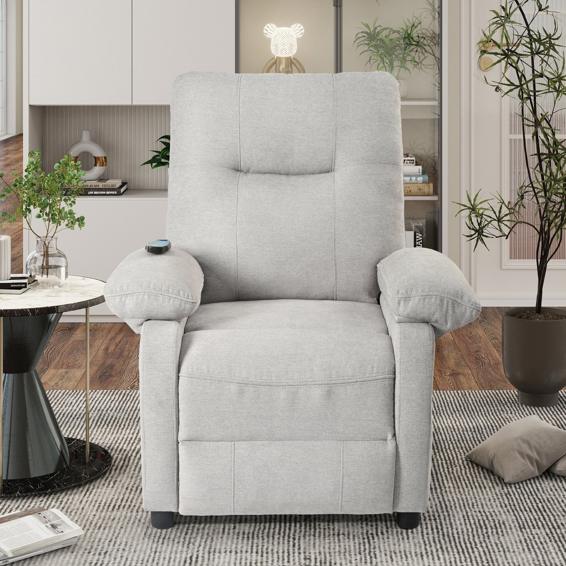 Recliner Chair With Message And Heater, Recliner Chair For Adult, Manual Control Message Chair Grey Steel