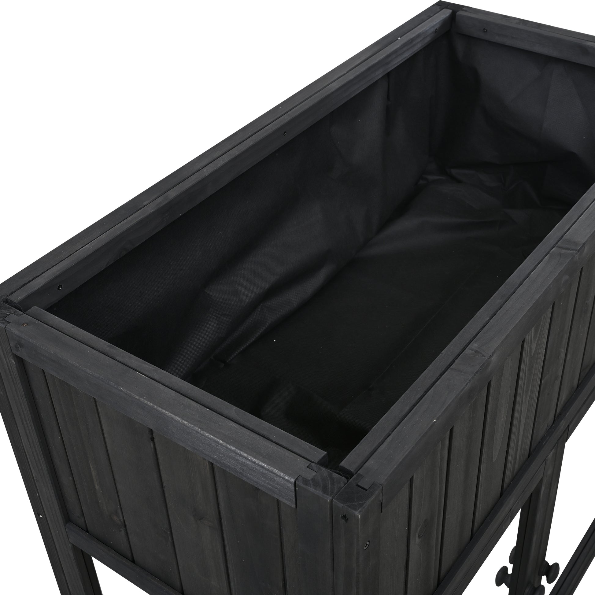 Patio 35.4''X17.7''X37.4'' Mini Wood Cold Frame, Compact 2 Doors Garden Greenhouse With Wheels, Raised Bed With Liner For Indoor Outdoor Use, Black Black Garden & Outdoor Casual Wood