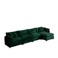 Corduroy Sofa , Modern Upholstered 4 Seater With With 1 Footstool Corduroy Fabric Sofaoffice Living Room Apartment Comfort Sofa, Easy To Assemble With 2 Arm Pillows And 4 Throw Pillows Green Corduroy 4 Seat