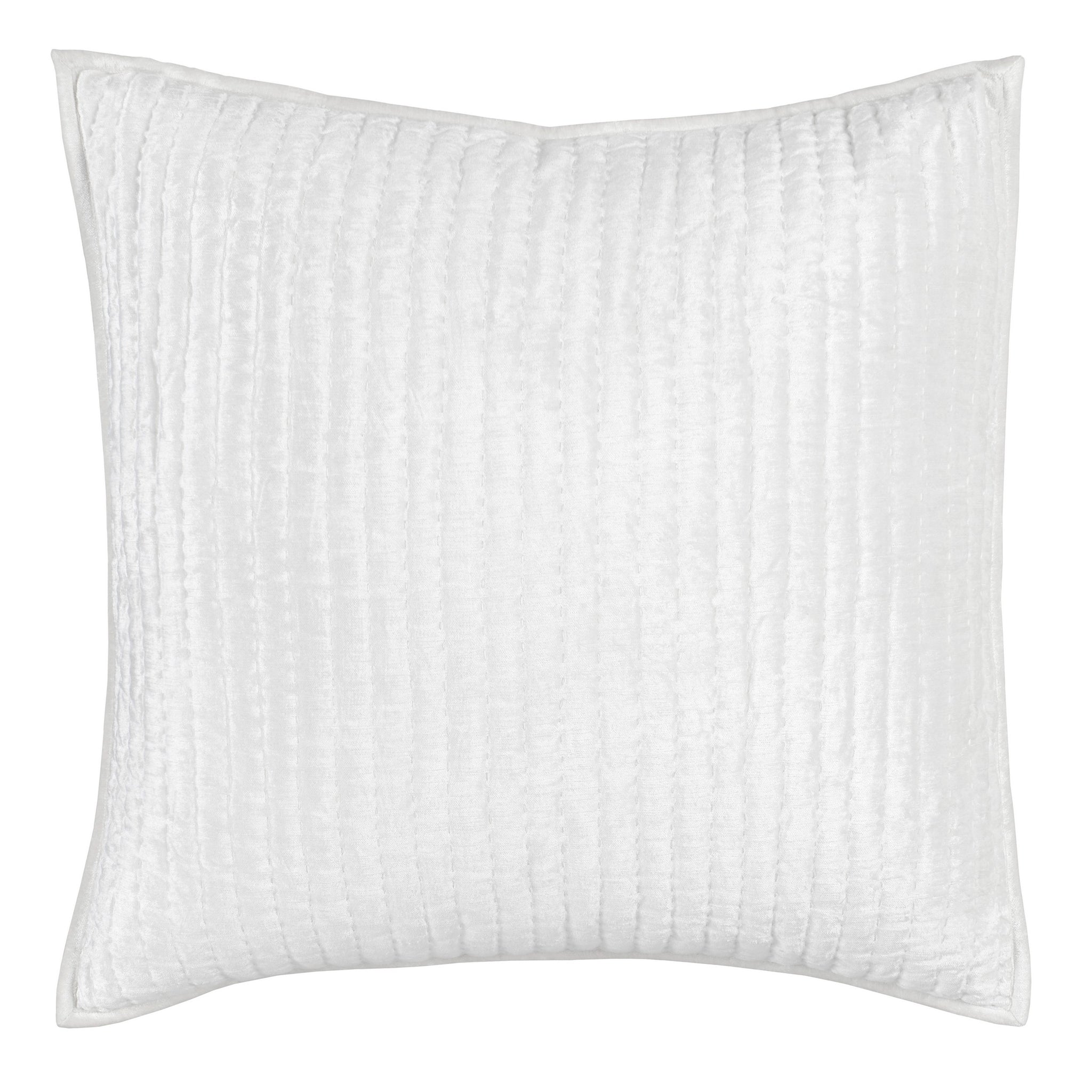 Lipa 26 Inch Square Classic Handmade Euro Pillow Sham, Rayon Velvet, Ivory White Velvet