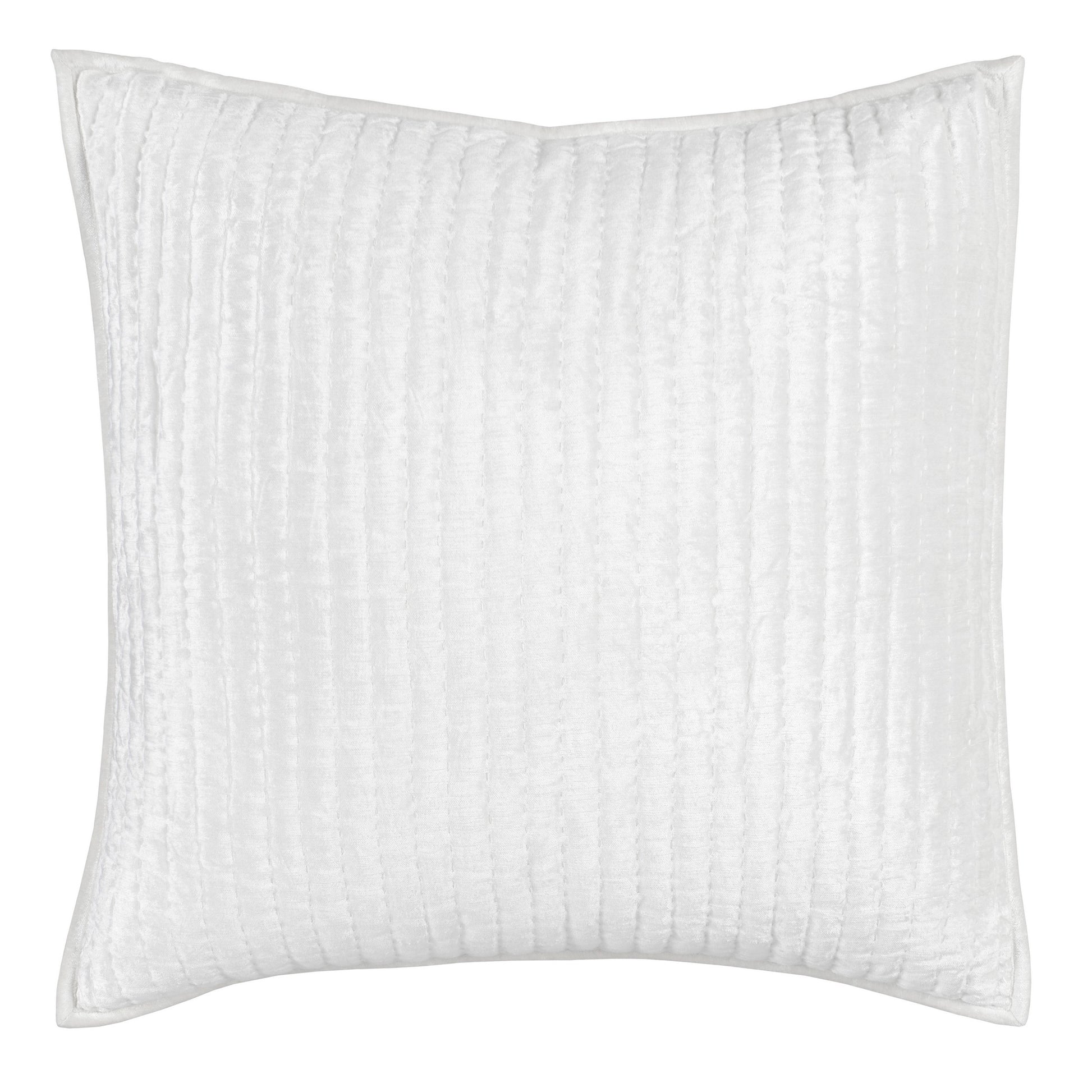 Lipa 26 Inch Square Classic Handmade Euro Pillow Sham, Rayon Velvet, Ivory White Velvet