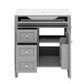 30'' Bathroom Vanity With Top Sink, Modern Bathroom Storage Cabinet With 2 Drawers And A Tip Out Drawer, Single Sink Bathroom Vanity Grey Modern Mdf Ceramic,Solid Wood Mdf