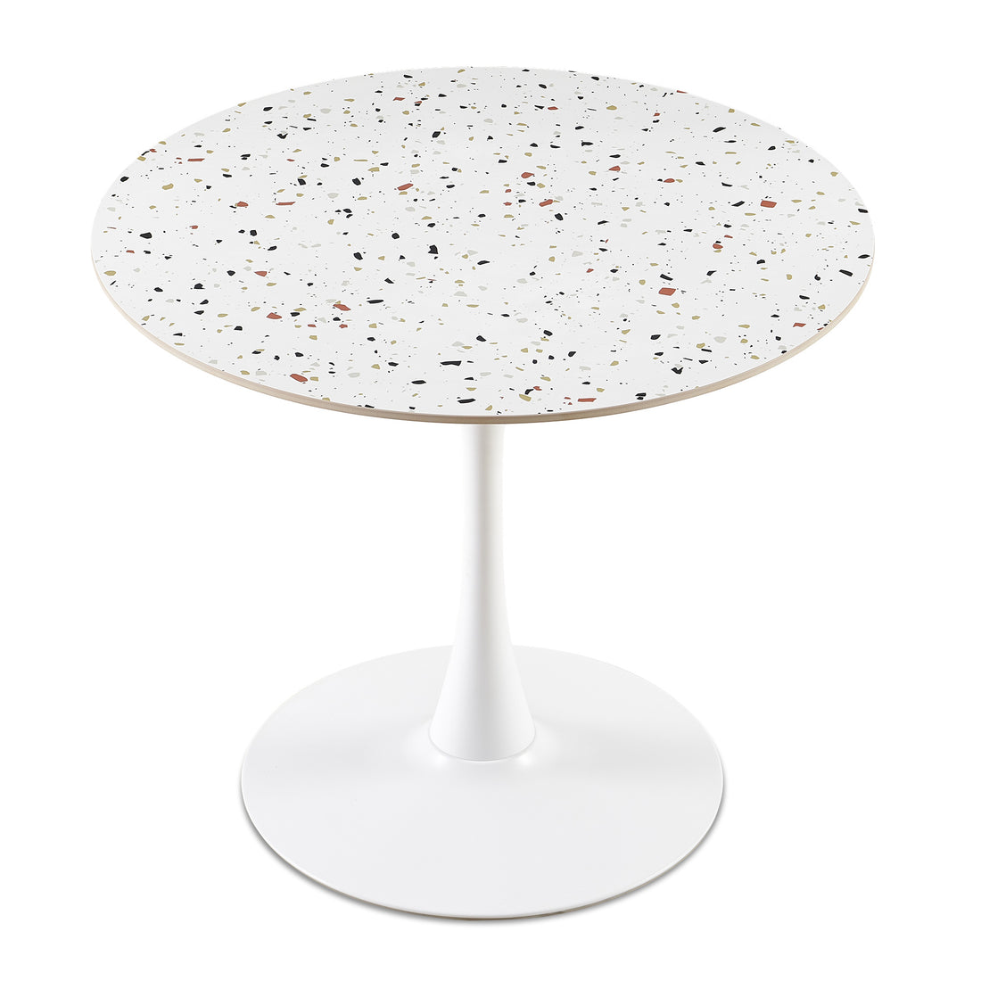 Mid Century White Stone Round Dining Table For Dining Room, Living Room,Cafe,Easy To Assemble And Clean White Dining Room Round Sintered Stone