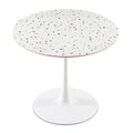 Mid Century White Stone Round Dining Table For Dining Room, Living Room,Cafe,Easy To Assemble And Clean White Dining Room Round Sintered Stone