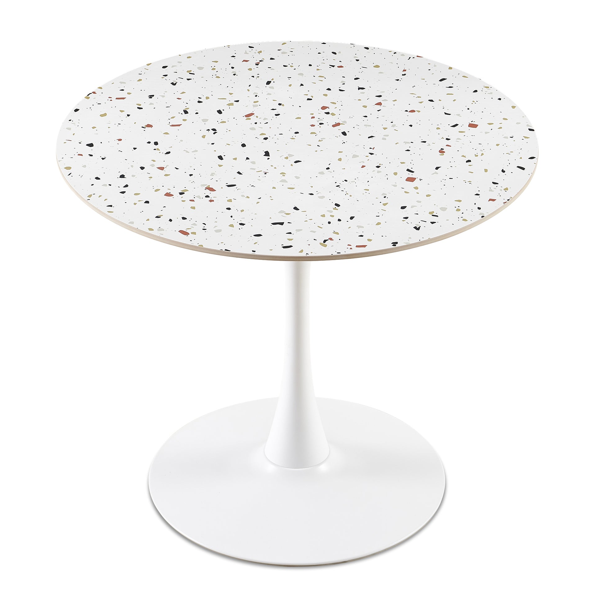 Mid Century White Stone Round Dining Table For Dining Room, Living Room,Cafe,Easy To Assemble And Clean White Dining Room Round Sintered Stone