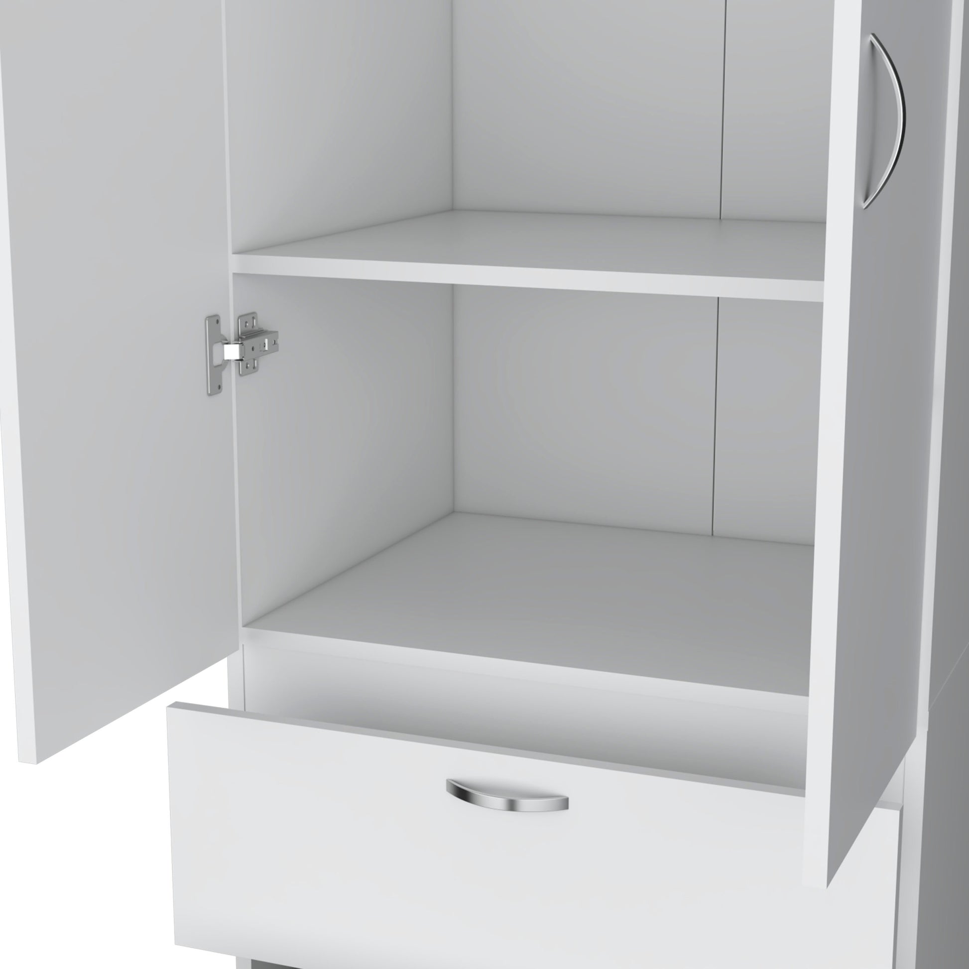 Vico Armoire Wardrove 76" H, Hanging Rod, 2 Drawers, 1 Shelf, White White Solid Wood Mdf Engineered Wood