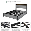 Full Size Bed Frame With 4 Storage Drawers And 2 Usb Ports, Upholstered Platform Bed Frame With Storage Headboard Charging Station And Metal Slat Support, No Box Spring Needed, Dark Grey. Box Spring Not Required Full Dark Grey Metal Bedroom Bed Frame Mdf