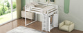 Wood Full Size Loft Bed With Built In Wardrobe And Storage Shelves, Led Light, White Box Spring Not Required Full White Wood Bedroom Bed Frame Solid Wood Mdf