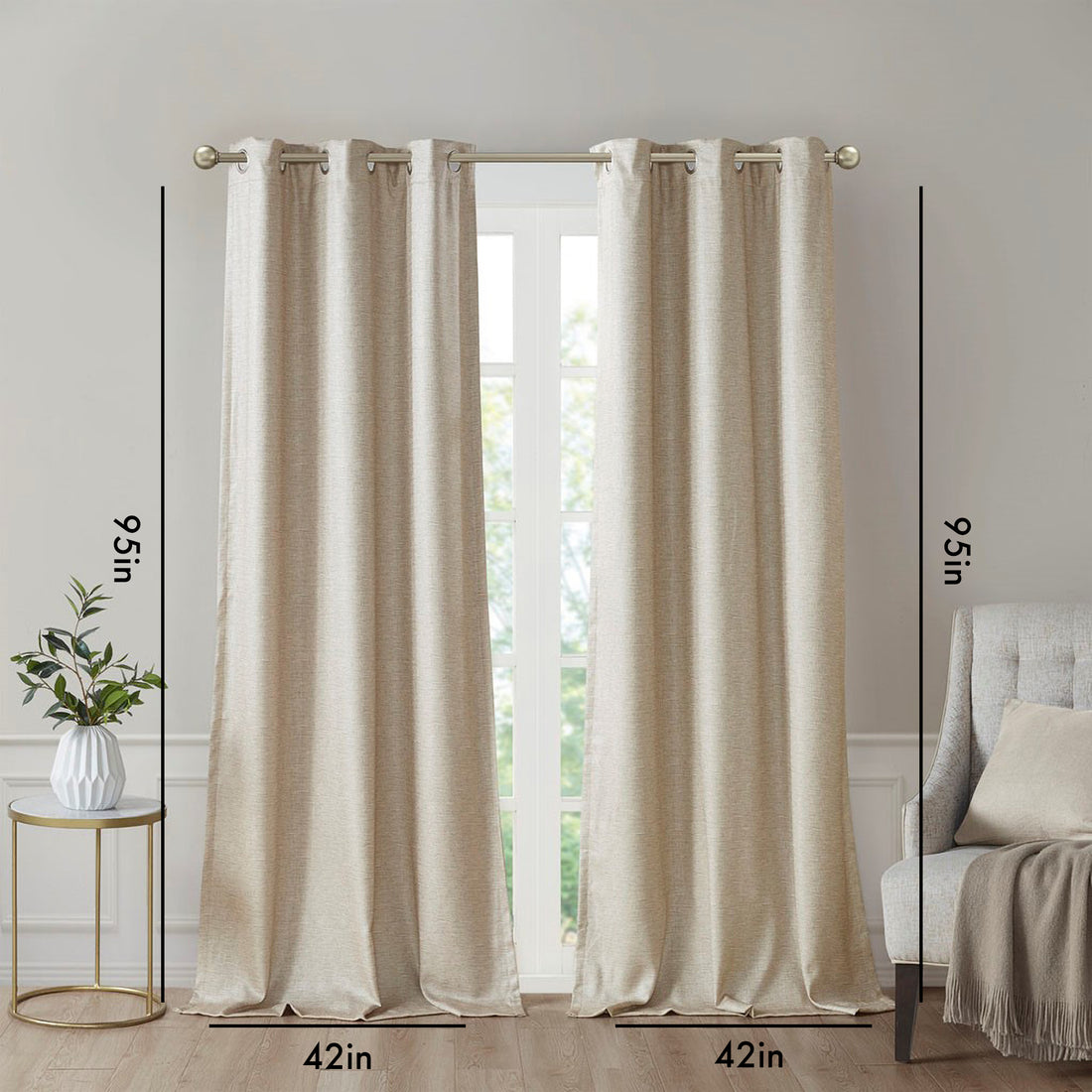 Tonal Printed Faux Silk Total Blackout Curtain Panel Pair 2 Pcs Window Panels Taupe Polyester