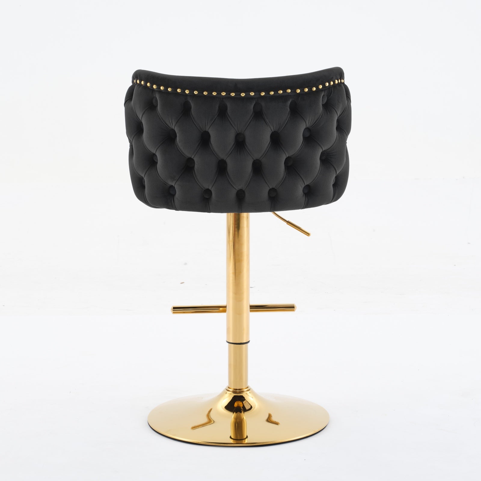 Swivel Barstools Adjusatble Seat Height With Gold Plating Base, Classic Velvet Upholstered Bar Stools With The Whole Back Tufted, For Home Pub And Kitchen Island,Black,Set Of 2 Black American Design Bar Stools Set Of 2 Foam Velvet